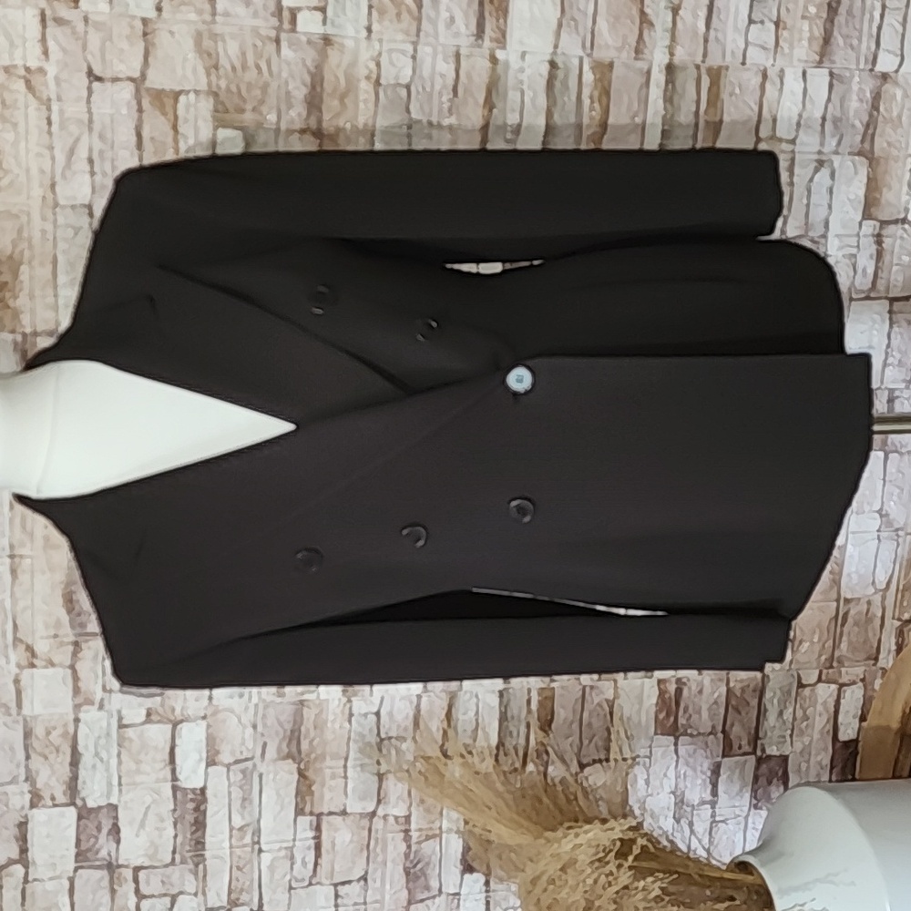 Jones New York Elegant Black/Dark Brown Double-Breasted Blazer Jacket
